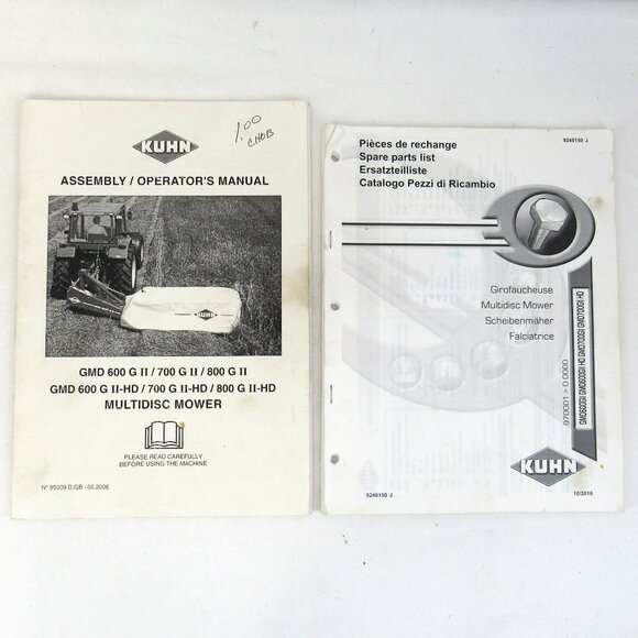 Kuhn Assembly/Operator's Manual GMD 600 GII/700 G II/800 G II & Spare Parts List - Picture 1 of 9